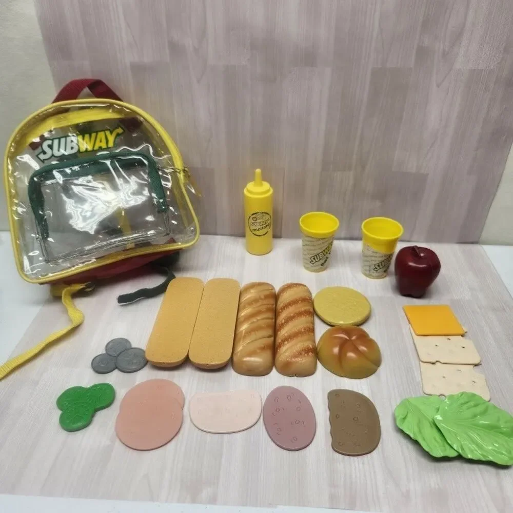 Subway Toy Food Childs Zip Backpack 24 Pieces Plastic Pretend Play Sandwich Bag